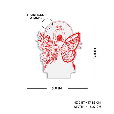 Beautiful Butterfly Girl Fairy Shape 3D Illusion Acrylic Desk Table Lamp 7 Colors Automatic Color Change Light